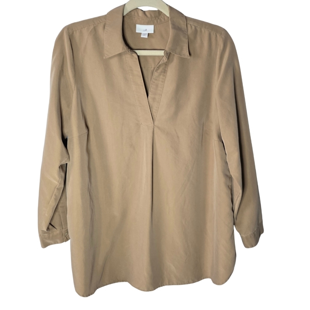 J. Jill Tunic Long Sleeve Sand-Washed Shirttail Tunic Brown Sugar Size MP - Picture 3 of 13